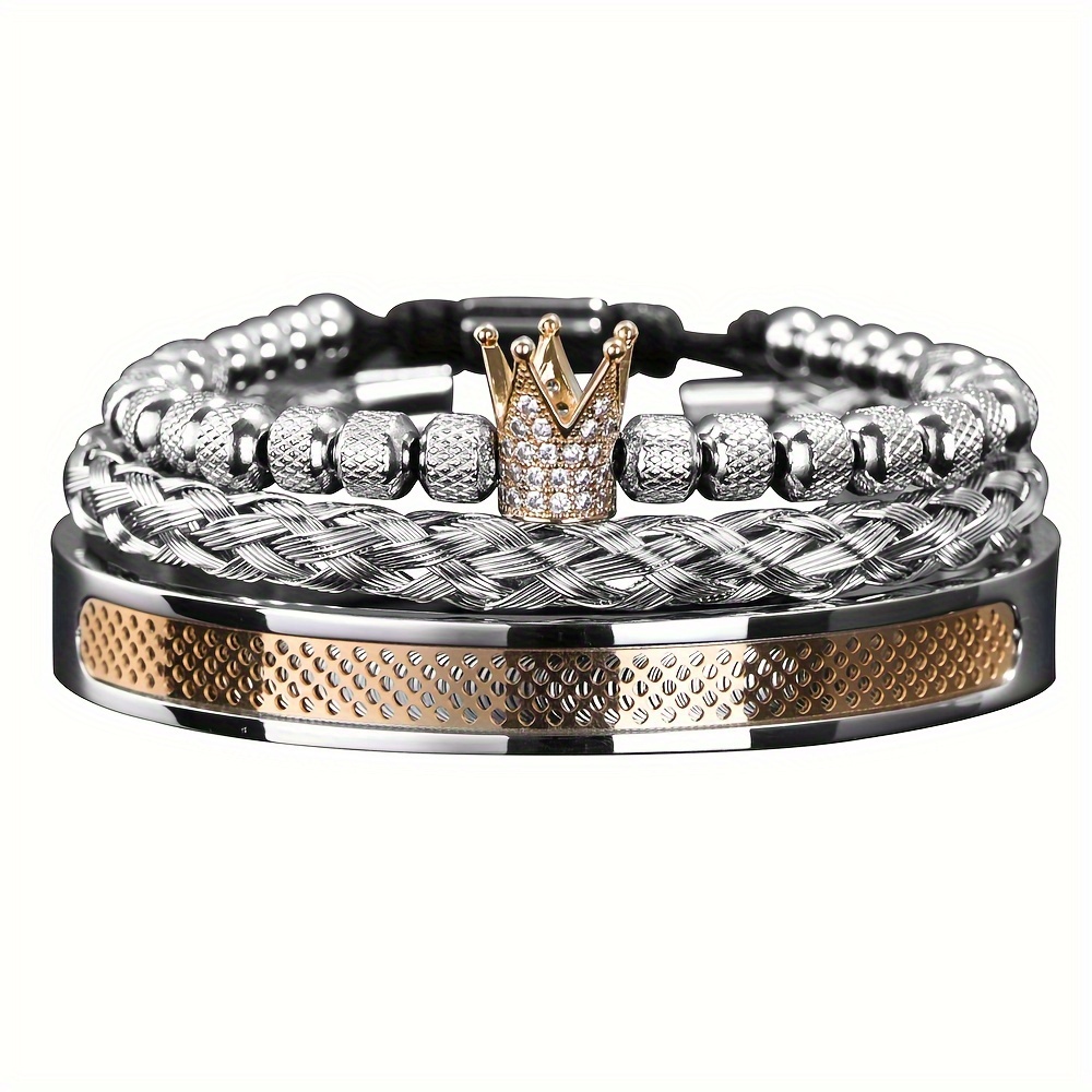 Men Crown Bracelets Contrast Colour Bangles
